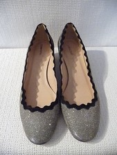 NEW J.CREW GLITTER SCALLOPED HEELS IN METALLIC GUNMETAL, F8606, SIZE 8.5, 248