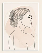 Digital Minimalist Line Art Woman Portrait - Modern Abstract Wall Art Print