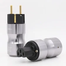 Aluminium Alloy Body Gold Plated Plug EU SCHUKO HiFi Power Plug IEC Adapter
