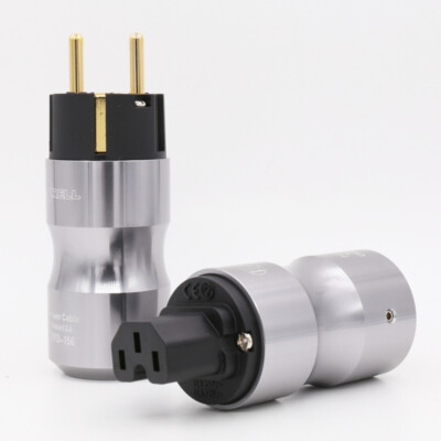 Pair 24K Gold Plated EU Schuko HiFi Audio Power Cable Plug C15 Power Connector