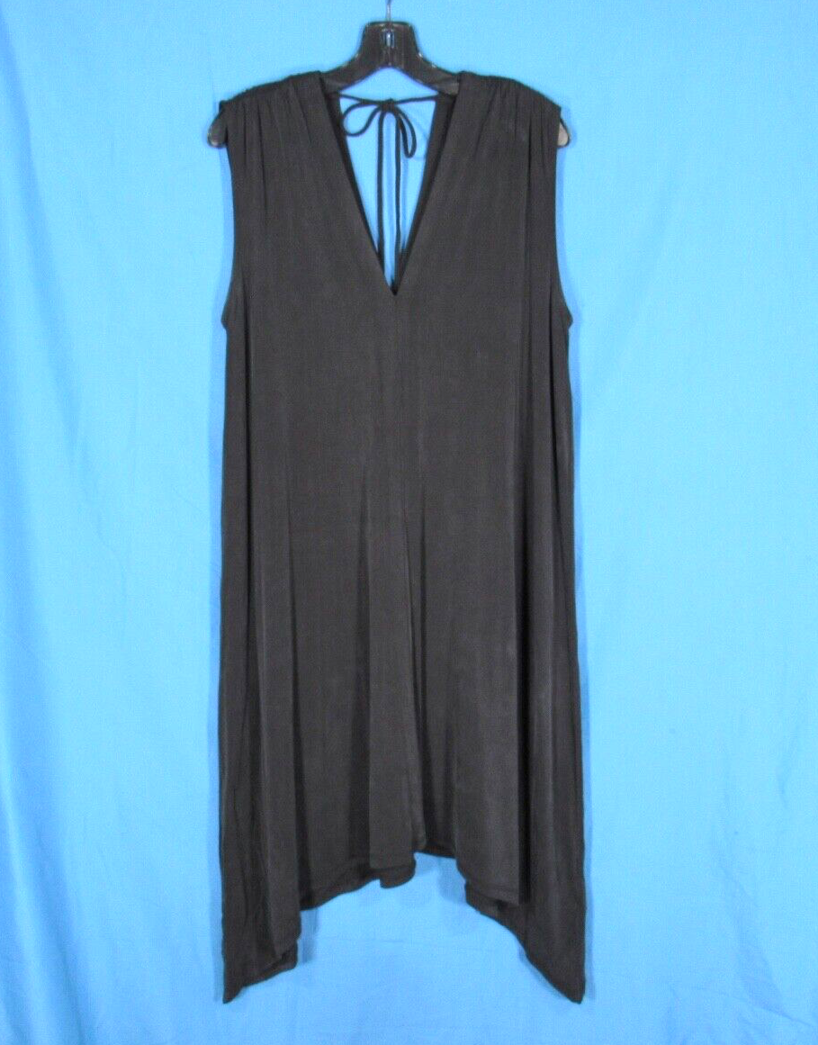 ERI + ALI Anthropologie BRIELLE Swing Tunic Dress BLACK Soft STRETCH CUPRO Sz S