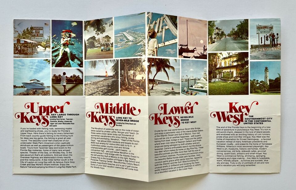 1970s Florida Keys & Key West Vintage Travel Brochure Tourist Beach Map 1970s Florida Keys & Key West Vintage Travel Brochure Tourist Beach Map