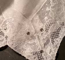 11  ELEGANT Vintage Linen  Lace Fancy Wedding Handkerchief Heirloom Rhinestones