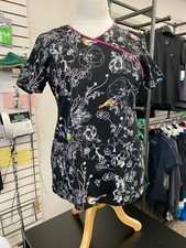 Cherokee Runway XS Bird Print Scrub Top