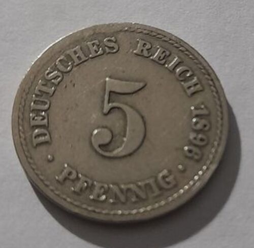 CuNi 5 fenigów 1896 A Berlin duży orzeł Jaeger 12 dealer znaczków - Zdjęcie 1 z 2