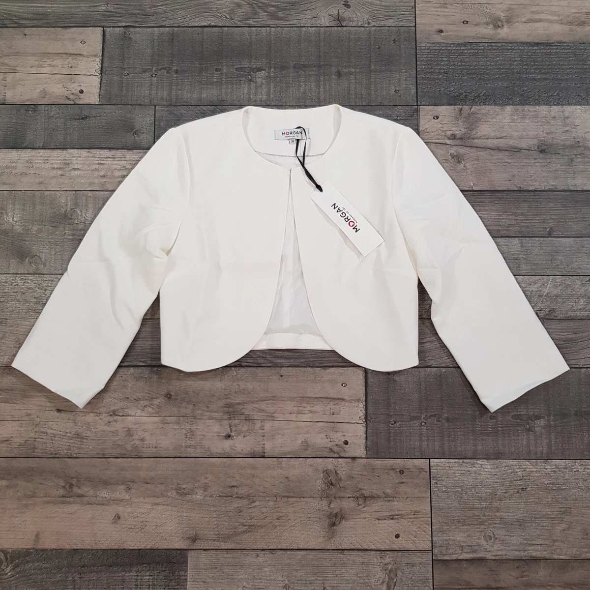 Morgan De Toi Veleo Cropped Bolero Jacket UK 8 Off White Cropped Wedding NWT