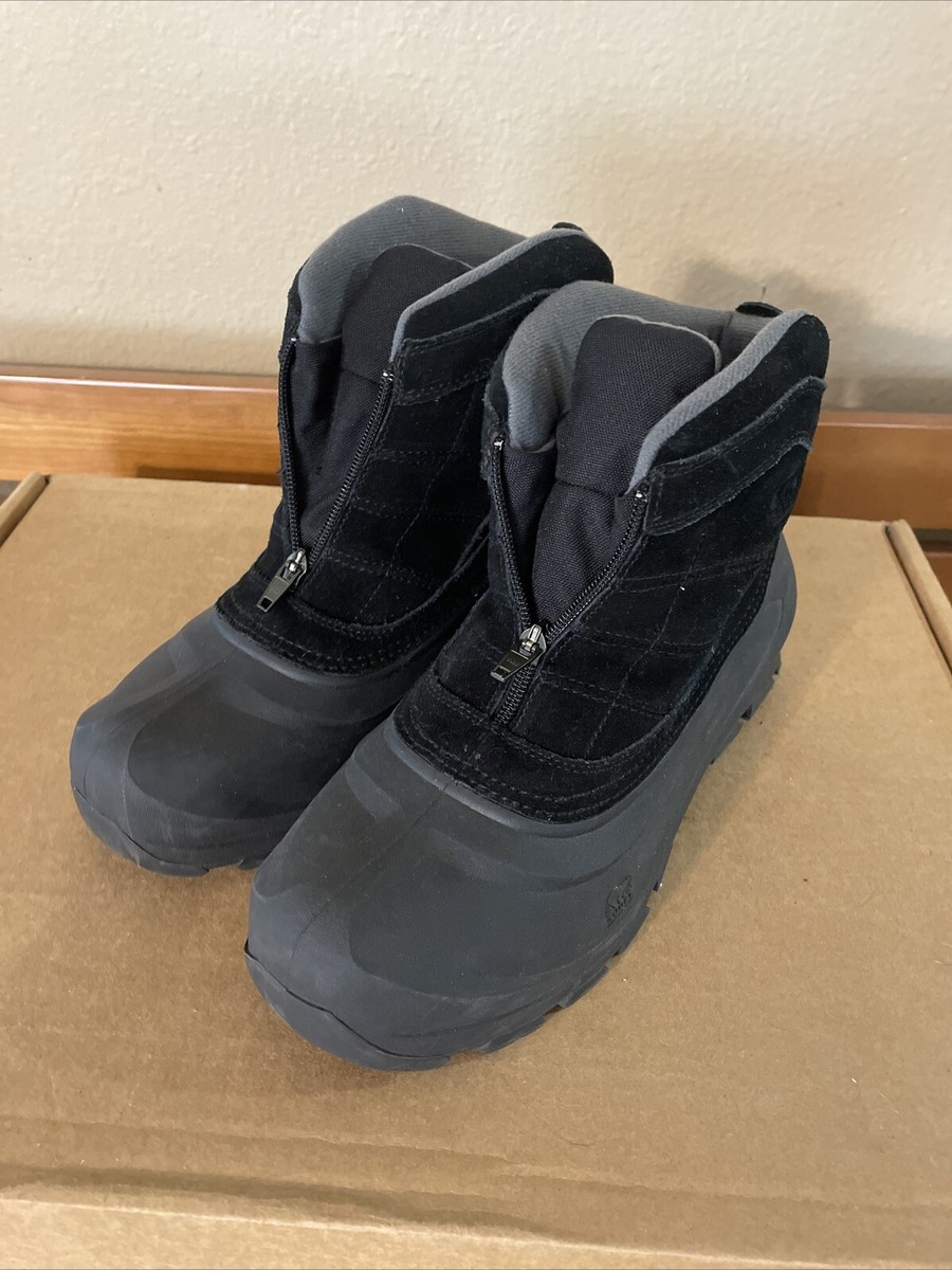 Sorel NM1436-010 Cold Mountain Black Zip Front Suede Rubber Snow 