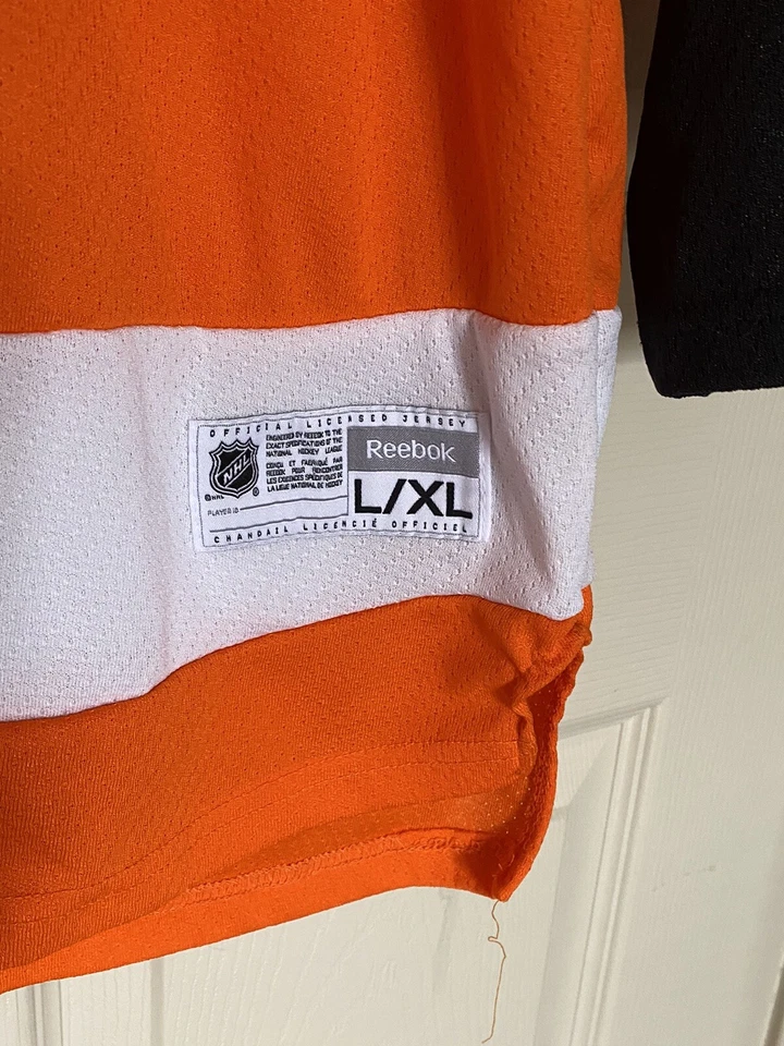 Camiseta deportiva Reebok NHL Philadelphia Flyers 28 Giroux Hockey LS talla juvenil L/XL nueva sin etiquetas Foto 3 de 4