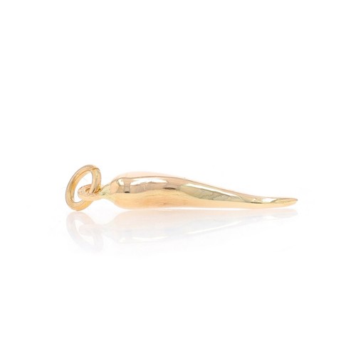 Yellow Gold Italian Horn Pendant - 18k Good Luck - Picture 2 of 7