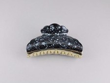 Grey hair clip barrette alligator claw clamp 3 3/8" long marbled look design