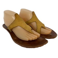 Cydwoq Foliage Leather Sandals Womens 39 9 US Mustard Yellow Made in USA Boho