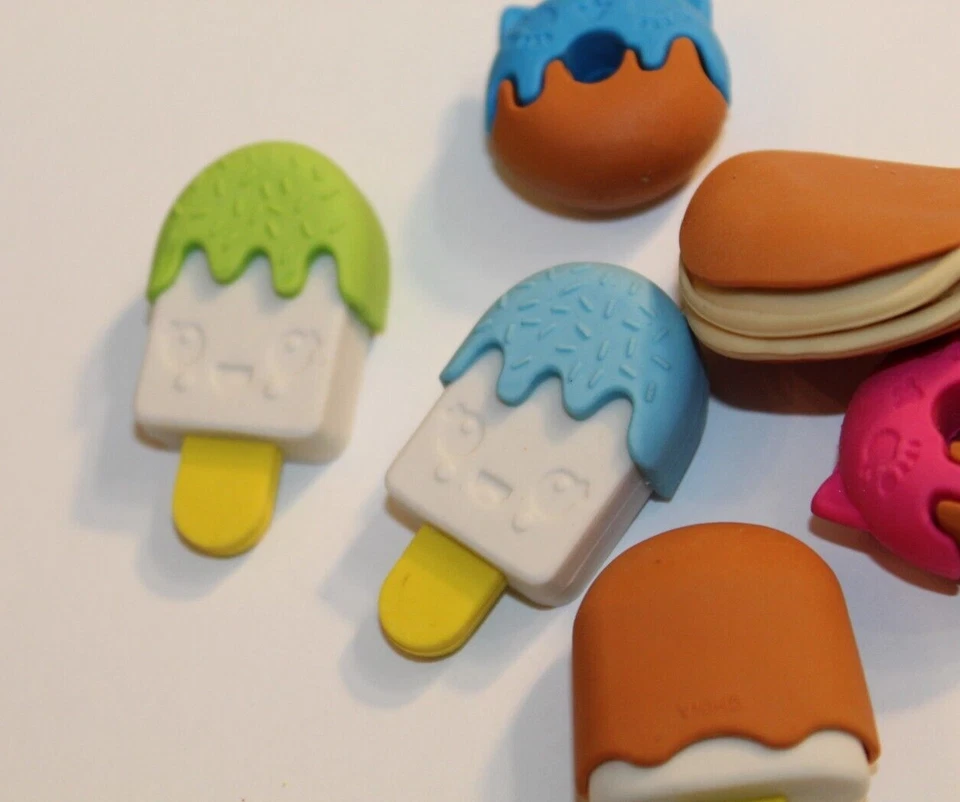 (6) MINI POSTRE Comida Niños Borrador LOTE Gomas de Borrar Premio Dijes Juguetes Inquietos Aleatorio Foto 4 de 4