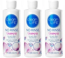 Clean Life No Rinse Hair Shampoo 8 Fl. Oz Each Bottle - 3 PACK