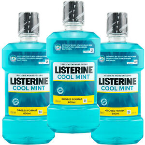 Listerine COOL MINT 3 x 600 ml Mundspülung entfernt bis zu 97% der Bakterien
