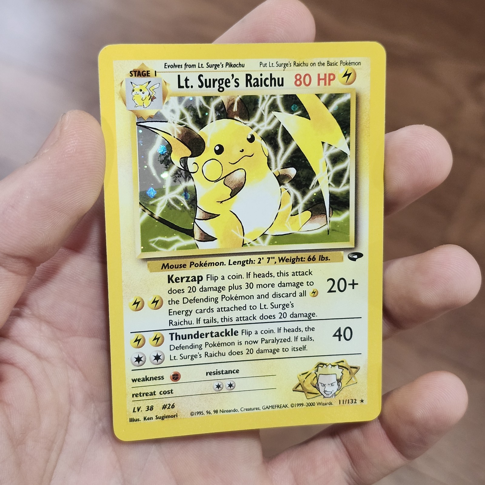 Lt. Surge's Raichu 11/132 Gym Challenge Holo LP Rare Pokemon WOTC TCG 