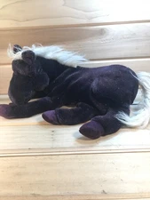 Commonwealth Toys Vtg Purple Shimmer Glitter Horse Plush Laying 20" 1999
