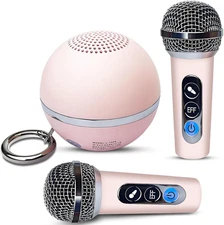 Mini Karaoke Machine for Kids/Adults:Portable Bluetooth Speaker with 2 Wireless 