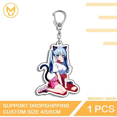 Sexy Cat Girl  Double Sided Key Chains Versatile Anime Jewelry Accessories Gifts