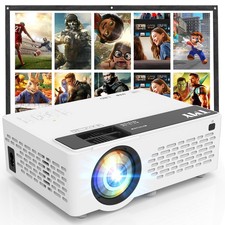 1080P Full HD Portable Mini Projector, Upgraded Bluetooth Movie Projector wit...