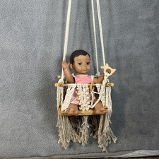 Adorable Boho Handmade Organic Cotton Macrame Baby Toddler Swing Chair Natural