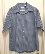 Van Heusen Men  s Button Down Shirt Size XL/XG Cotton Short Sleeve Blue