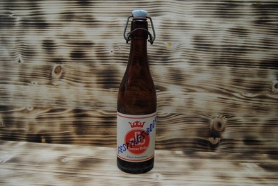 alte Flasche Donner Bier Festtags-Bock Bügelverschluß, Brauerei Saarlois Etikett