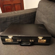 Vintage  black briefcase  with combination lock Great For Display Or Props