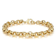 8mm Belcher Bracelet Gold GF Diamond Cut Link | 6" 8" 9" For Kids ,Men & Women