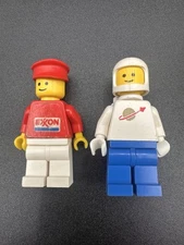 Vintage Lego Space Spaceman Astronaut Minifigure & Exxon Worker 70s