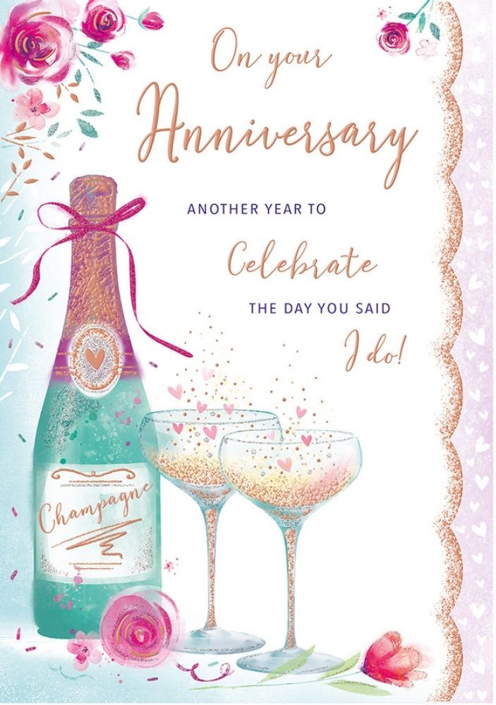 Wedding Anniversary Card - Large - Your - Champagne - Regal Quality NEW
