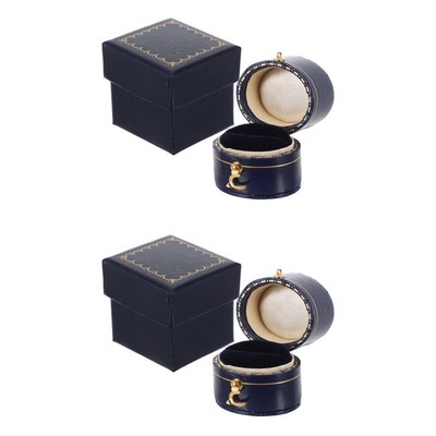  2 Pcs Ovaler Ringbox Aufbewahrungsbox Für Schmuck Vintage-Schmuckhalter