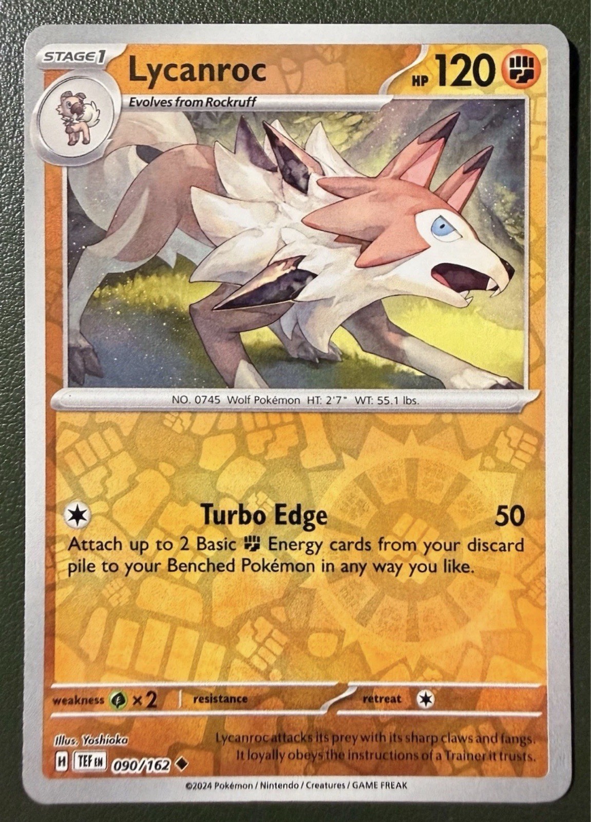 Pokemon TCG Lycanroc 90/162 Temporal Forces SV5 Reverse Holo NM