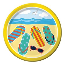Beach Bike Flip Flop Ocean Sea Summer Luau Theme Party 7" Paper Dessert Plates