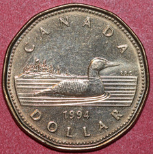 Canada  1994  Dollar  Elizabeth II ,  Loon 26.4mm