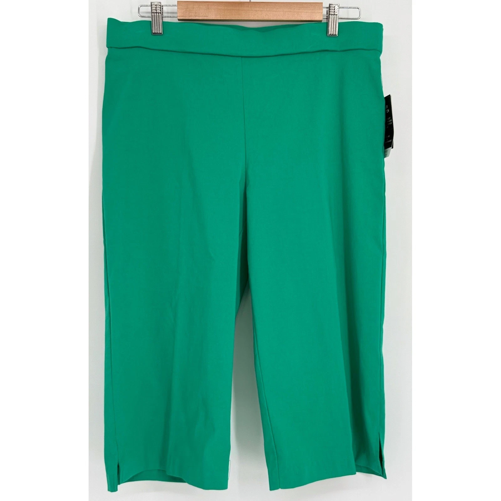 Counterparts Womens Green Super Stretch Pull On Capri Pants Sz 14 NEW