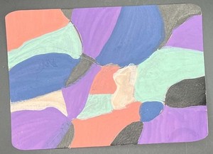 ACEO Handmade Original Abstract Color Blobs Drawing Art Acrylic Markers on Paper