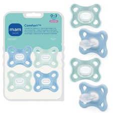 Comfort Baby Pacifier 0-3 Mths Lightweight One-Piece Silicone 4 Pack