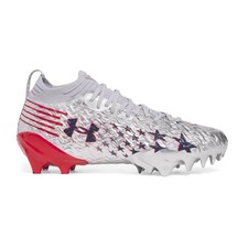 Under Armour UA Spotlight Pro USA Football Cleats 3028201-099 Silver/Red Sz 11.5