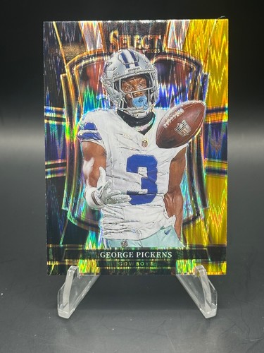 2025 Panini Select George Pickens Black and Gold Prizm Shock #197 Dallas Cowboys
