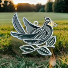 Faux Stained Glass Bird on Branch Stained Glass Suncatcher Overlay