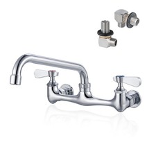 8 Inch Center Wall Mount Commercial Sink Faucet - 8" Swivel Spout Utility Fau...