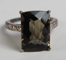 Brazilian Smoky Quartz 925 Sterling Silver Ring 7.0 JK103