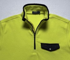 Polo Ralph Lauren Fleece Sweater Men's Large Neon Yellow 1/2 Zip Pullover Pocket