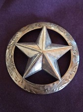 OGROMNY Vintage Srebro szterlingowe Tulsa Texas Star Nakrycie głowy Uzda Klakson Czapka Concho