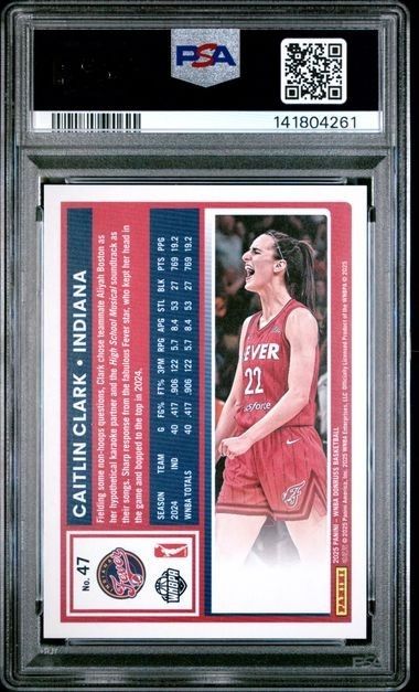 2025 Donruss WNBA Caitlin Clark #47 Purple Laser /99 PSA 9 view 2