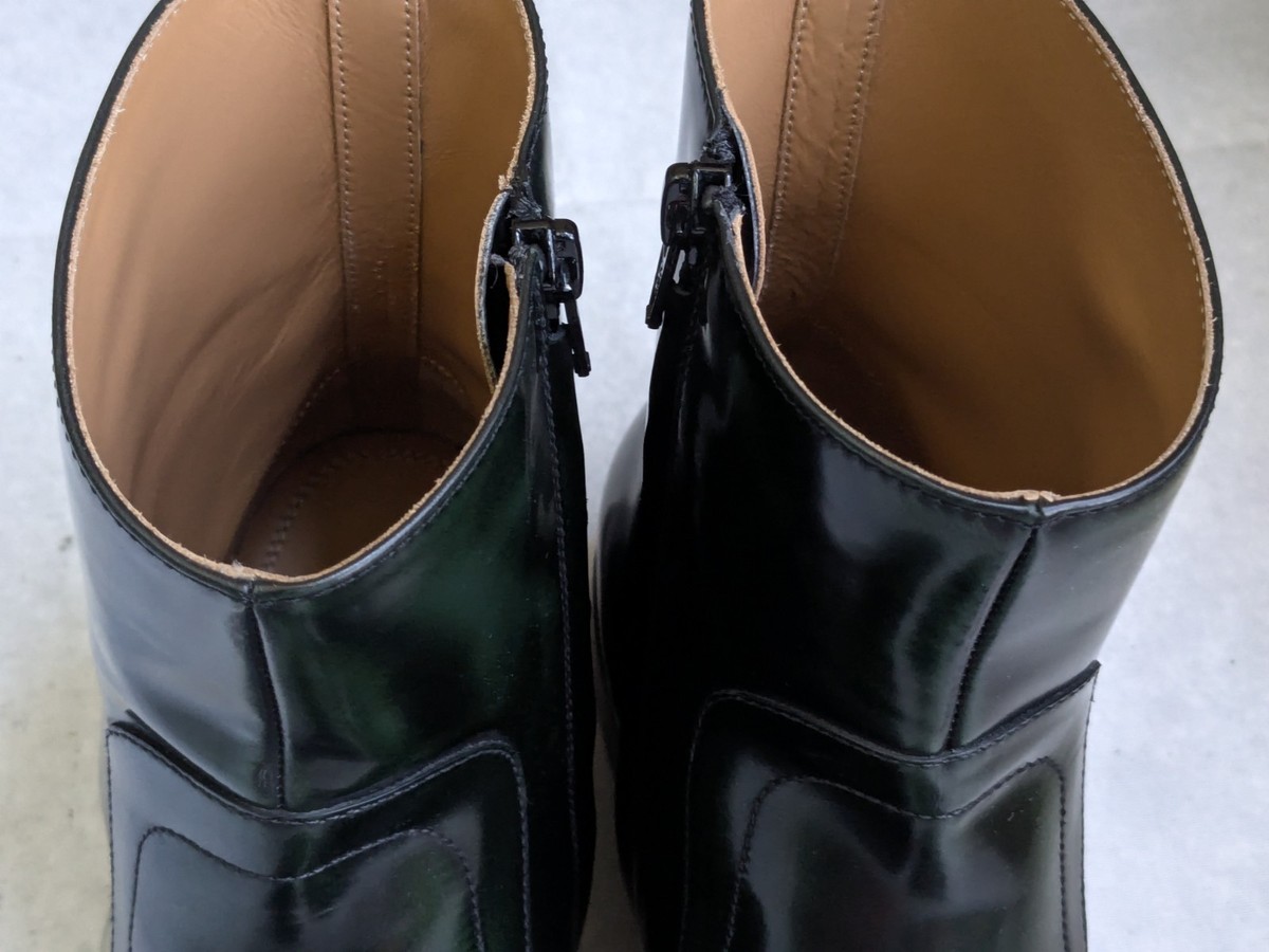 Maison Margiela Side Zip Boots Green Leather Men 10 43 Leather