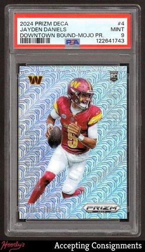 2024 Panini Prizm Deca Downtown Bound Mojo #4 Jayden Daniels RC Rookie /30 PSA 9