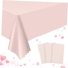 Plastic Tablecloth, 54 X 108Inch Valentine's Day Table Cover 3 Pack Light Pink