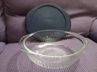 2 Qt./2 L Pyrex Ribbed Clear Glass Bowl w/ Dark Blue Lid 024 & 024-PC