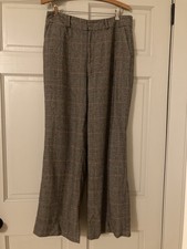 Lauren Ralph Lauren wool blend plaid wide leg trouser pants size 8 brown Vintage